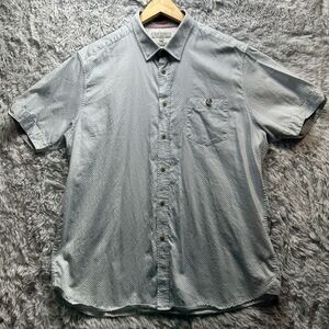 Ted‎ Baker Shirt Mens XXL 6 Blue Gray Micro Print Short Sleeve Munkee TS7M/GA31
